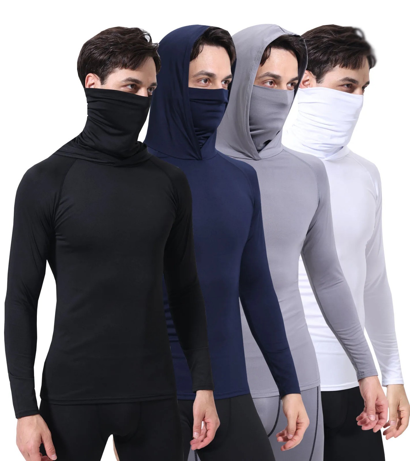 Men Hoodie Long Sleeve T-Shirts, UPF 50+ Sun Protection Hooded