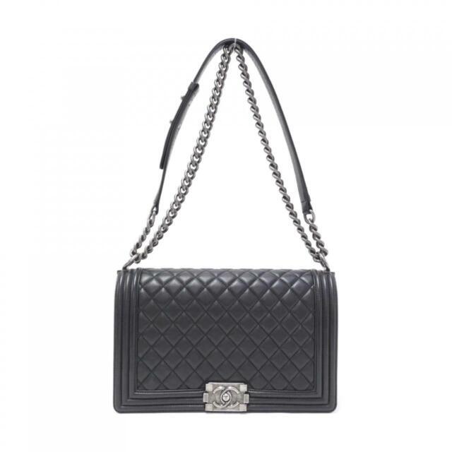 CHANEL Boy Shoulder Bag Black Leather