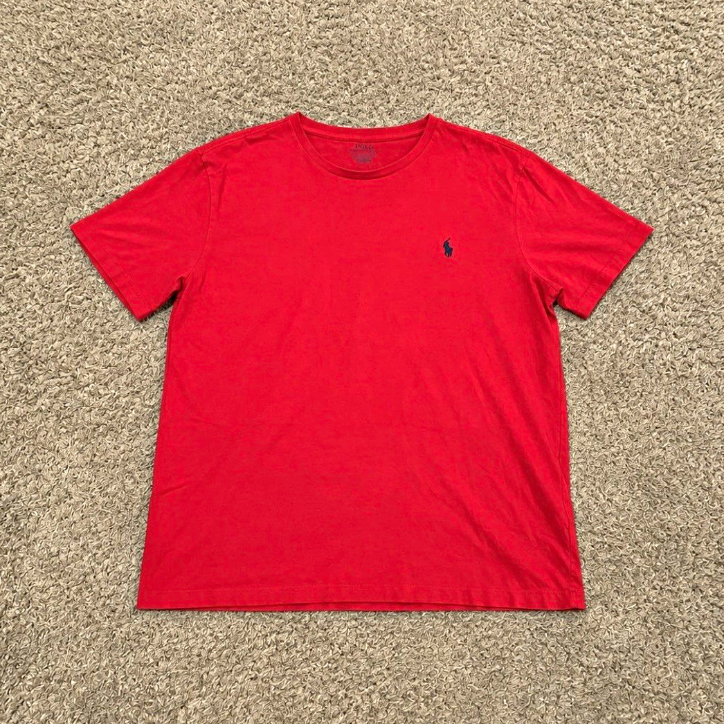 Polo Ralph Lauren Red Solid Crew Neck Short Sleeve Cotton T-Shirt Mens XL