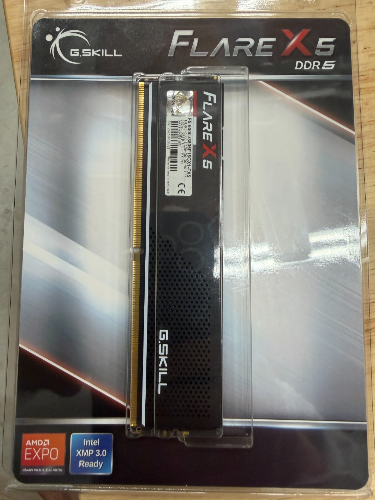 G.Skill Flare X5 16GB PC5-48000 (DDR5-6000) RAM Memory (FS-6000J3636F16GX1-FX5) G.Skill Flare X5 16GB PC5-48000 (DDR5-6000) RAM Memory (FS-6000J3636F16GX1-FX5)