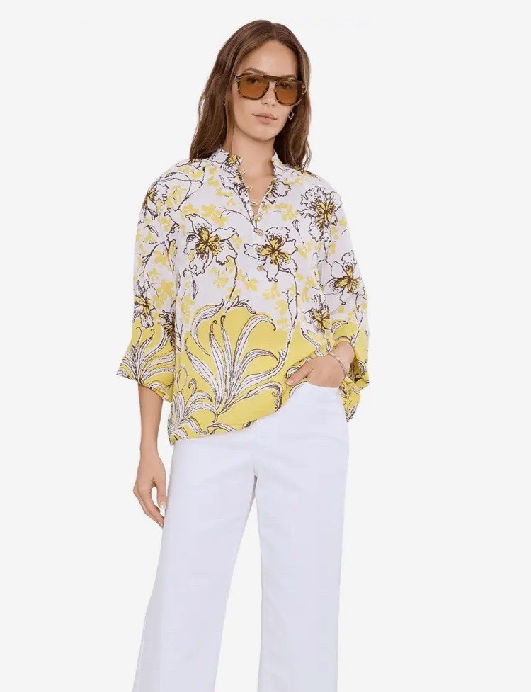 Lilly Pulitzer Renisha Long Sleeve Top Estelle yellow bumbley buzz XL NWT Blous