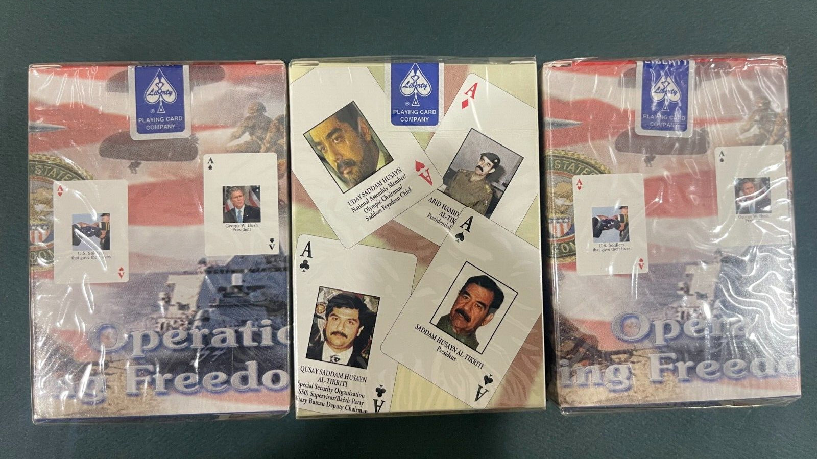 2003 Iraqi Most Wanted / Operaton Enduring Freedom, 3/pk playing cards - Sealed 2003 Iraqi Most Wanted / Operaton Enduring Freedom, 3/pk playing cards - Sealed