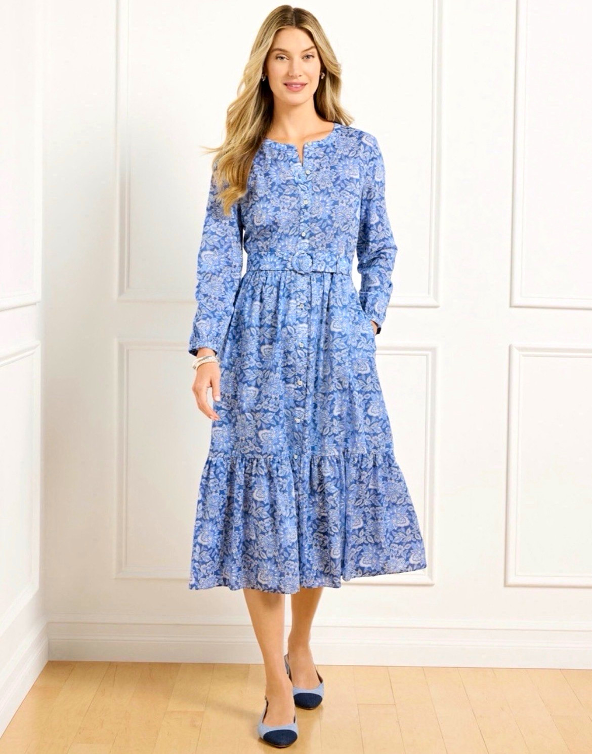 Talbots Cotton Voile Shirtdress - Buoyant Blossoms 14W Plus