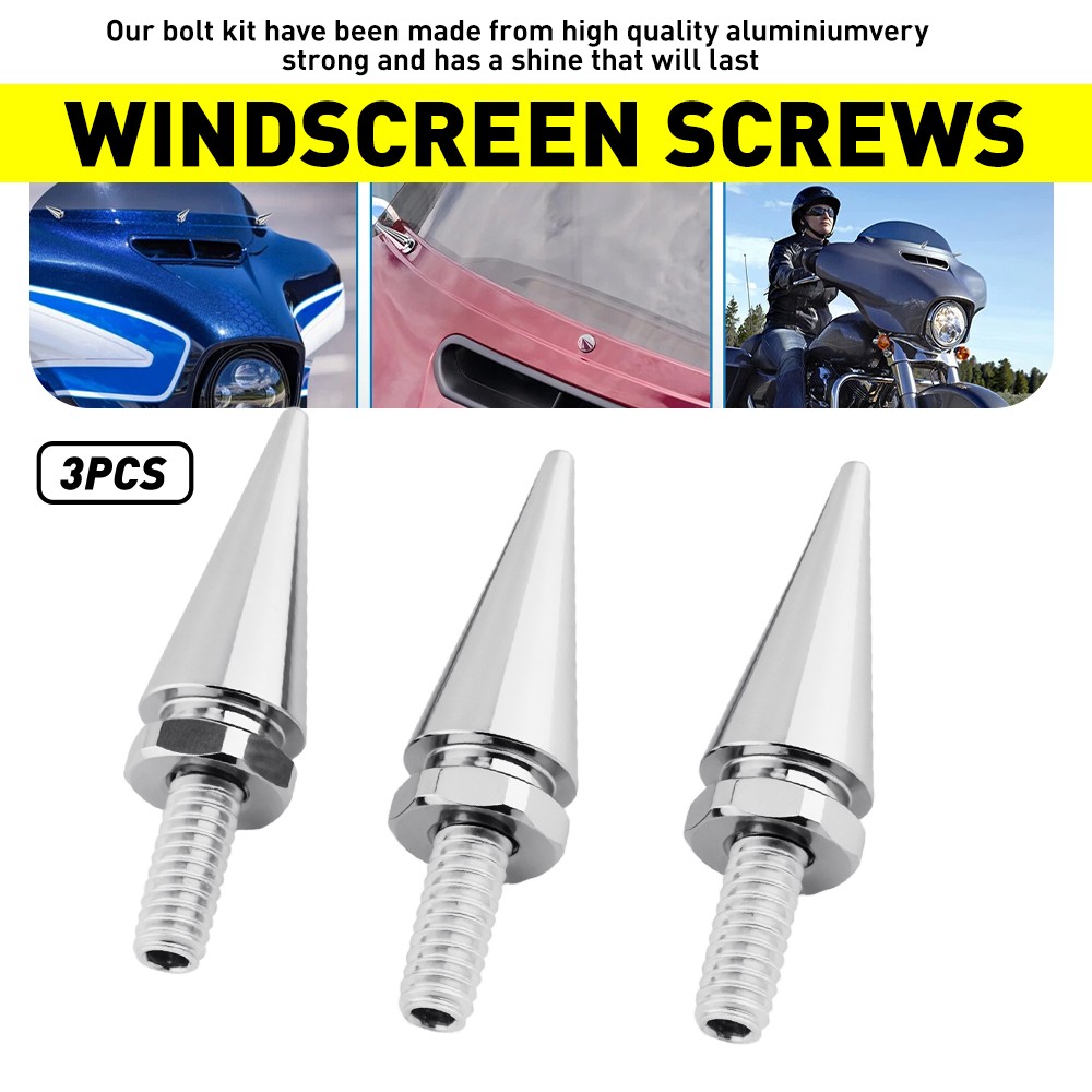 Silver Spikes Windshield Trim Screws Windscreen For Harley Street Glide 96-2013