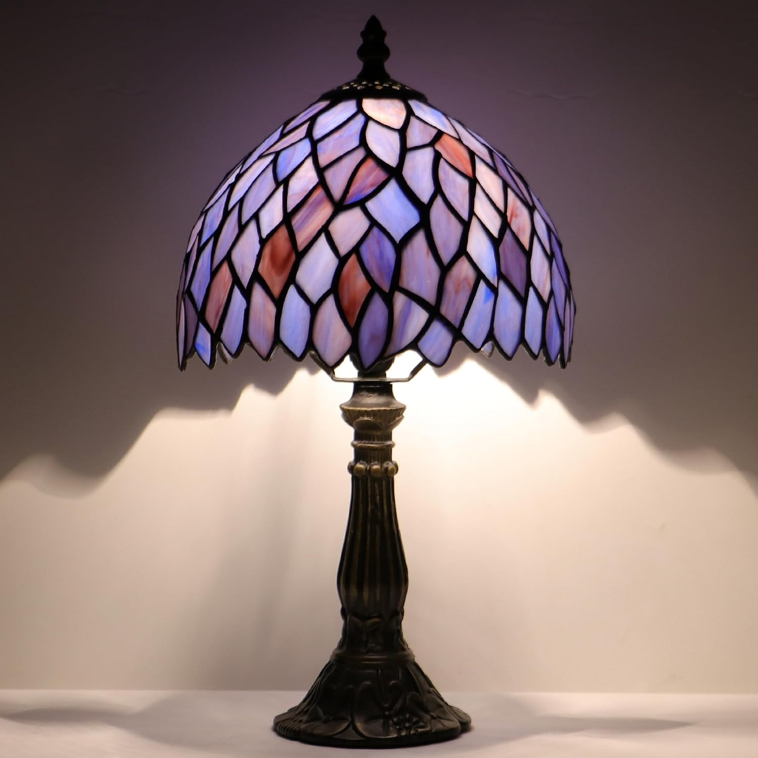 Vintage Tiffany Style Stained Glass Table Lamp 14.5\