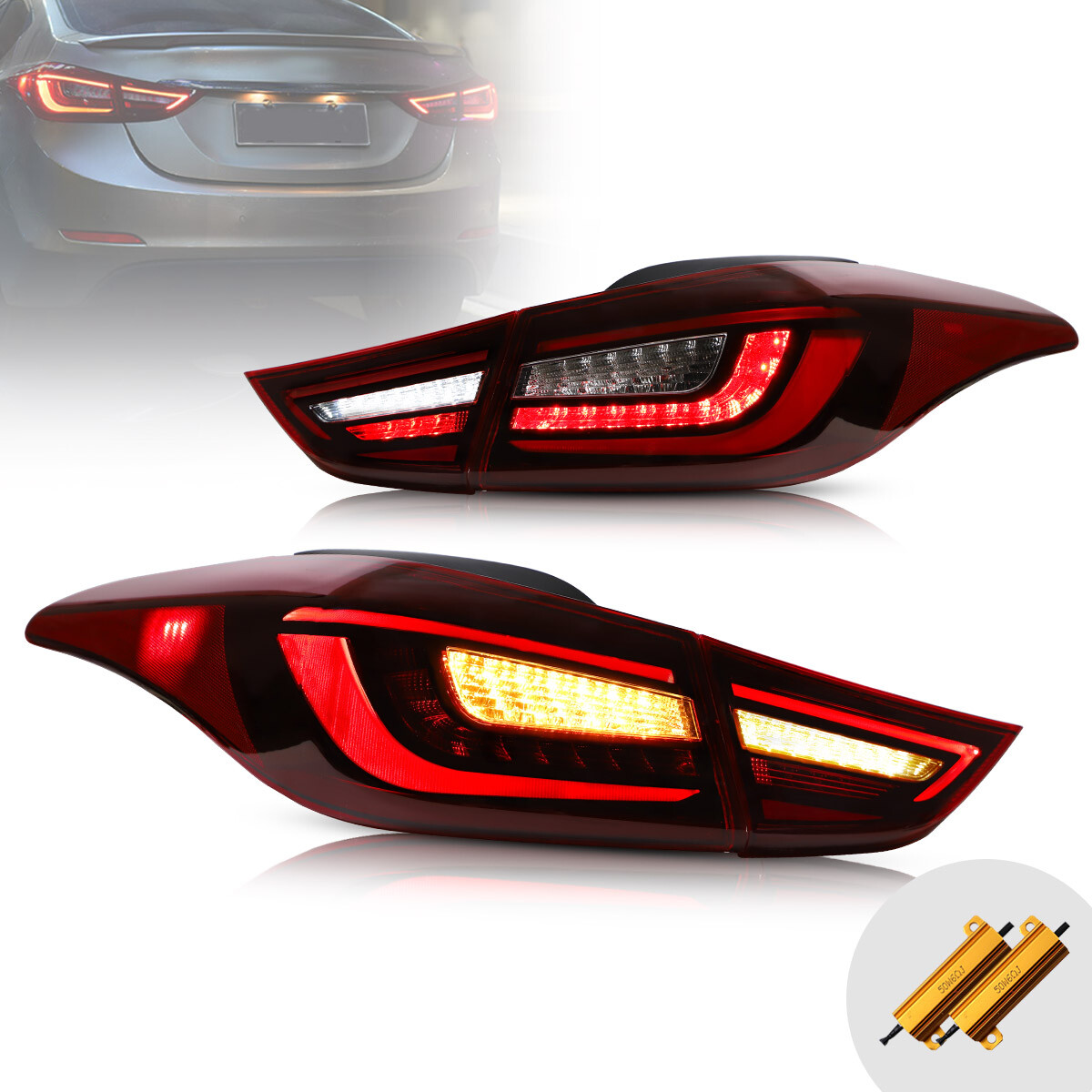 2* VLAND Red LED Tail Lights For 2011-2016 Hyundai Elantra Sequential Rear Lamps 2* VLAND Red LED Tail Lights For 2011-2016 Hyundai Elantra Sequential Rear Lamps