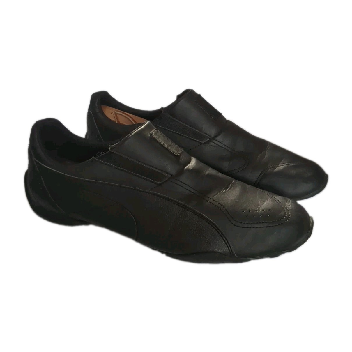 PUMA Vintage Black Leather Sneakers Sport Lifestyle Logo Men 10.5 Low Top 0913