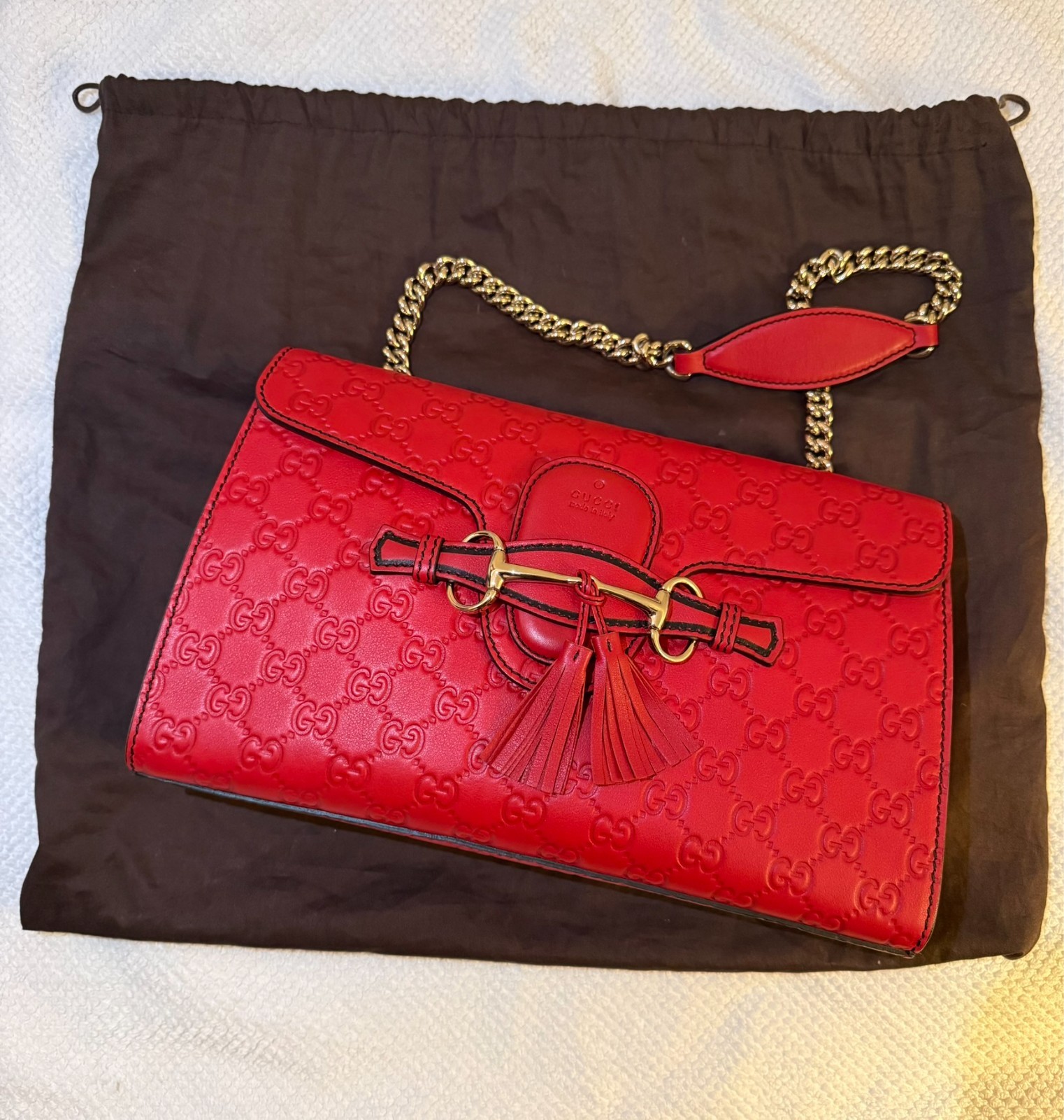 Gucci Emily Chain Flap Bag Microguccissima Leather Medium