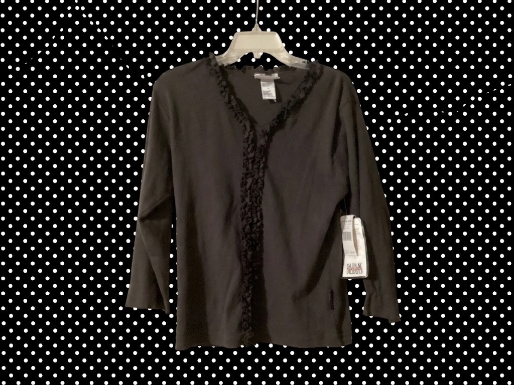 Vintage Bill Blass Black 3/4 Sleeve Top