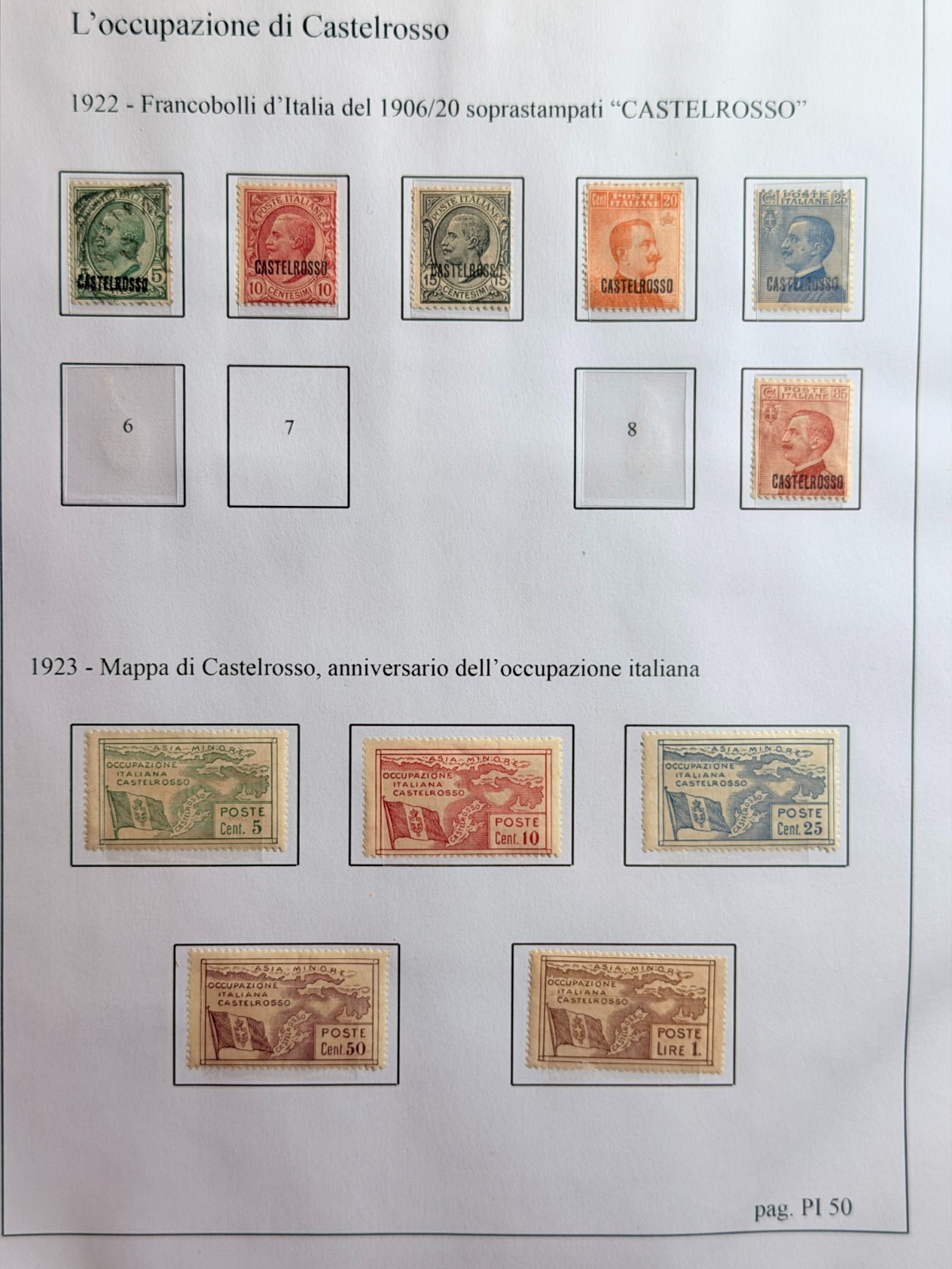 Italy Castelrosso Stamps 1922-1923 Map Italian Occupation