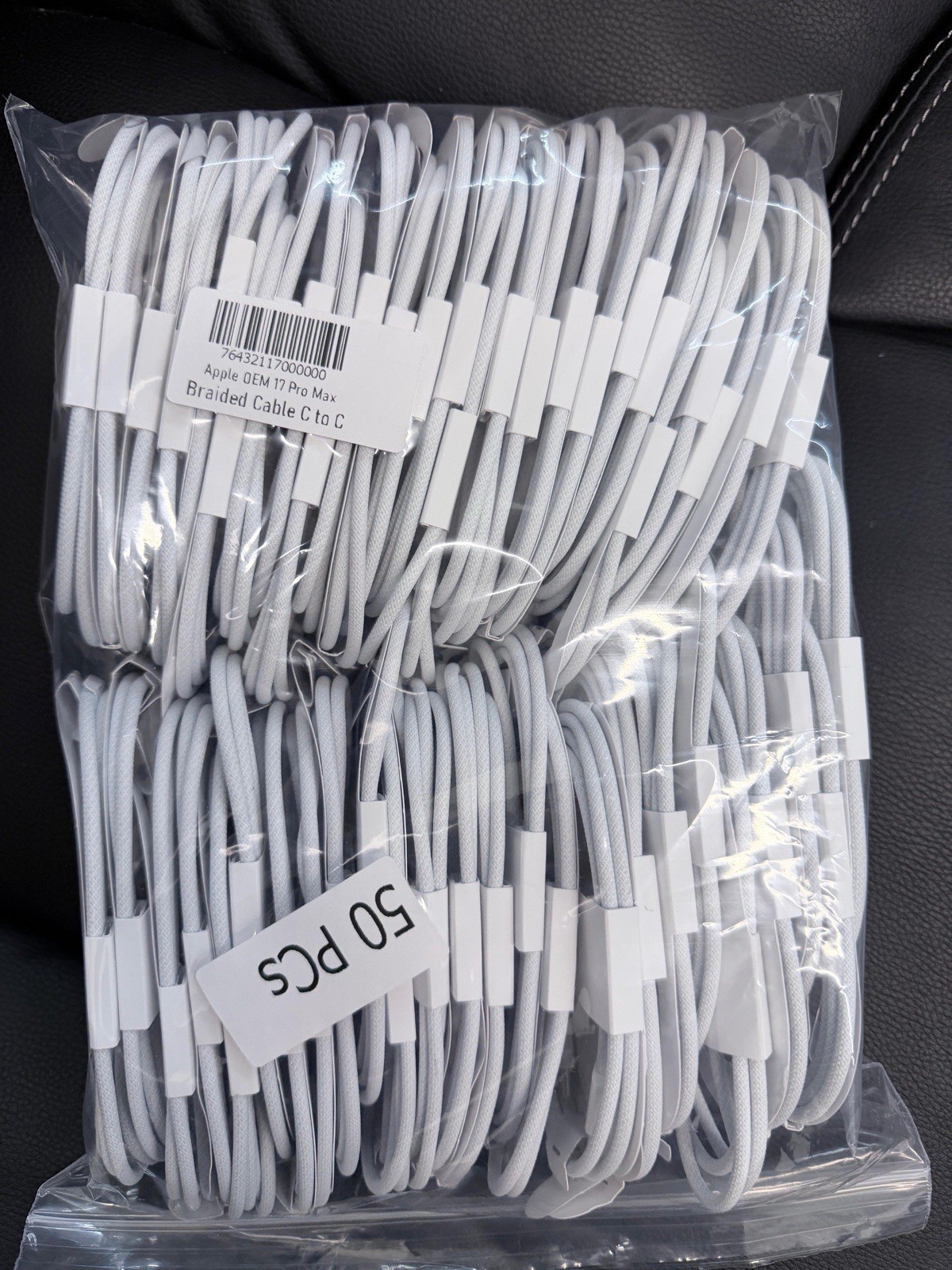 Lot Of 50 Original Apple 1m 3ft Braided USB C to C Cable(17 Pro Max Box Pulled)