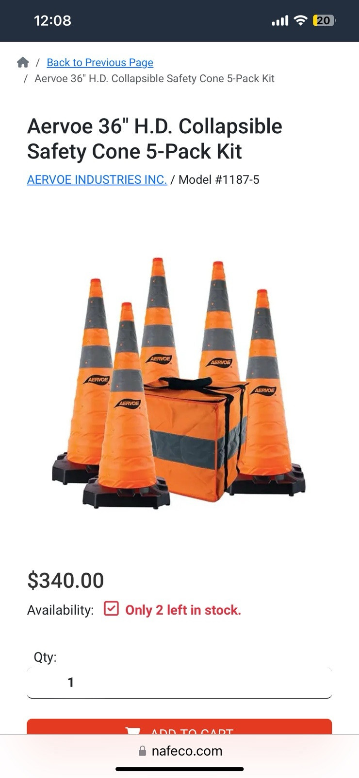 Aervoe 36” Heavy Duty Collapsible Safety Comes With Heavy Rubber Weighted Base Aervoe 36” Heavy Duty Collapsible Safety Comes With Heavy Rubber Weighted Base