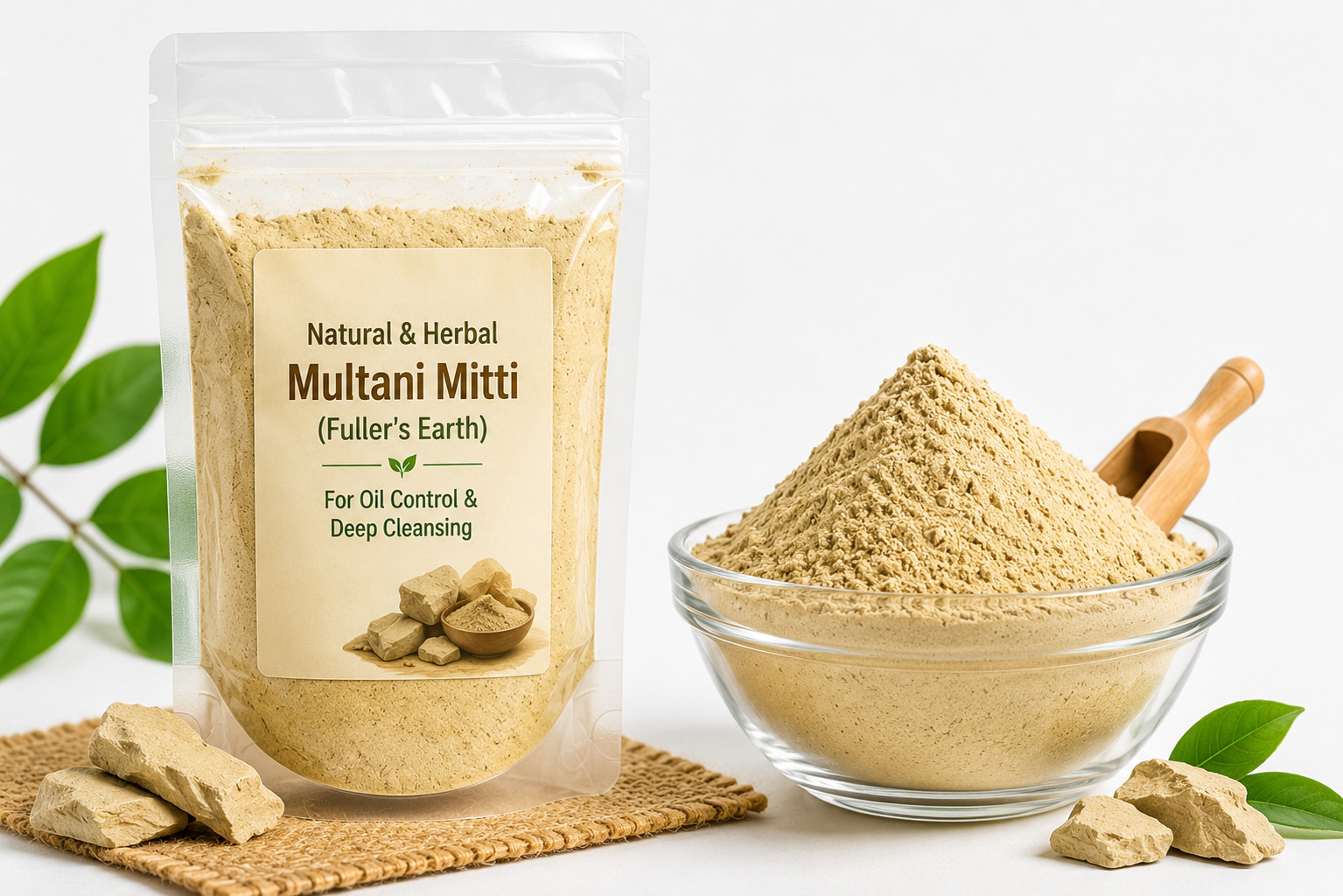 TWM Natural Multani Mitti Powder Herbal Fuller's Earth for Face & Skin Care