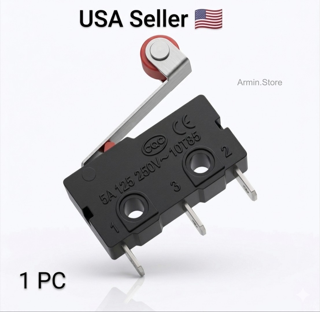 1 PC KW12-3 Micro Roller Lever Arm Normally Open Close Limit Switch Roller 5A