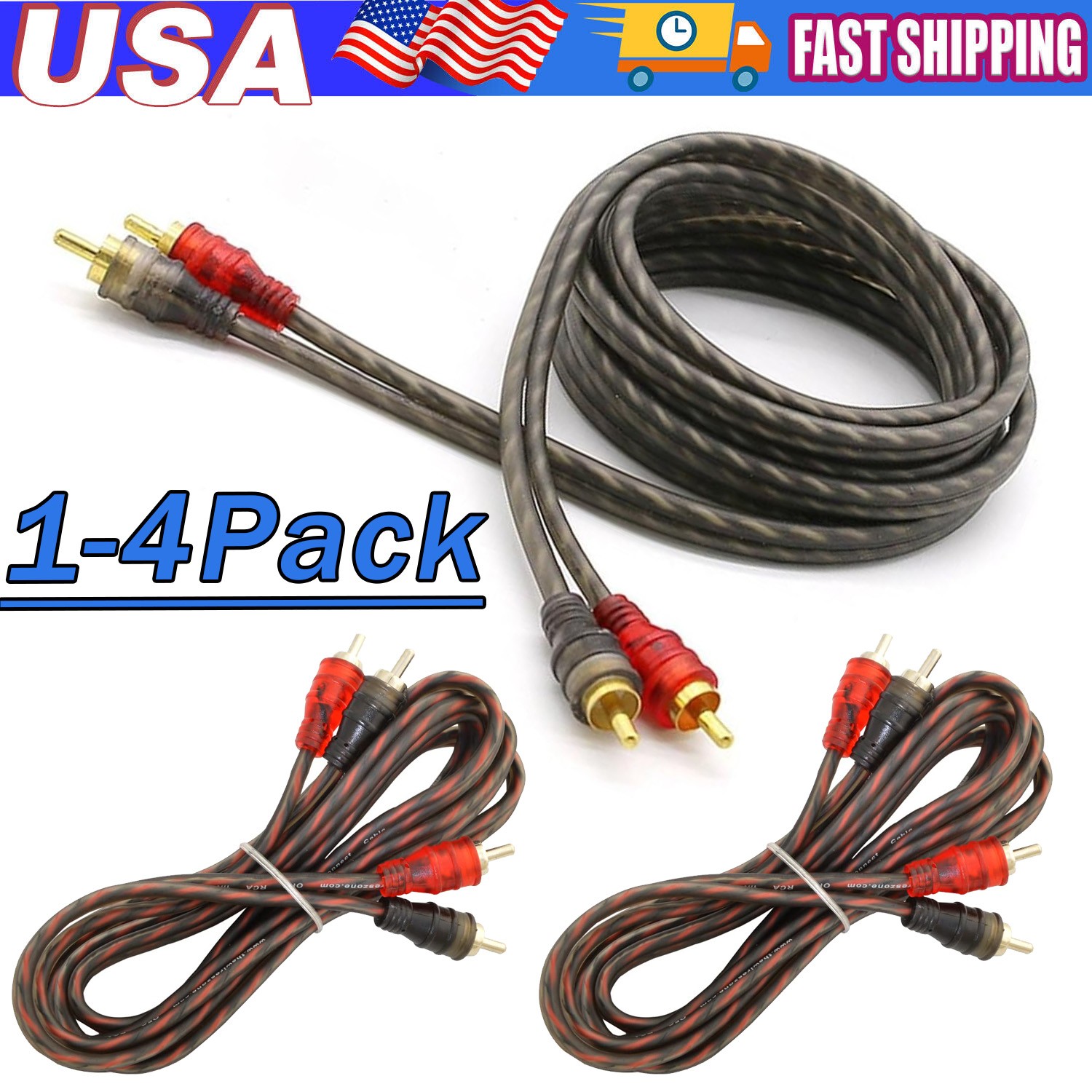 1/4PACK RCA Audio Cable Twisted Pair with Noise Reduction Interconnect Amp Wire 1/4PACK RCA Audio Cable Twisted Pair with Noise Reduction Interconnect Amp Wire