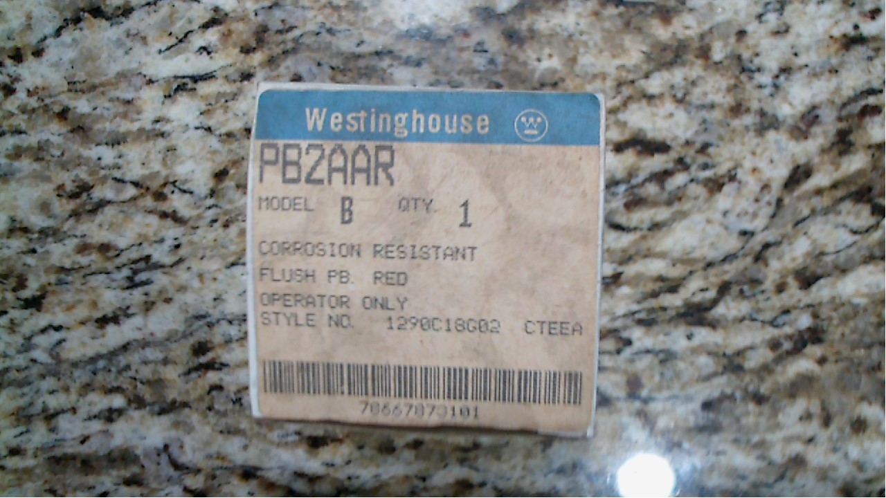 WESTINGHOUSE PB2AAR, RED FLUSH PUSH BUTTON OPER.-FREE SHIPPING WESTINGHOUSE PB2AAR, RED FLUSH PUSH BUTTON OPER.-FREE SHIPPING