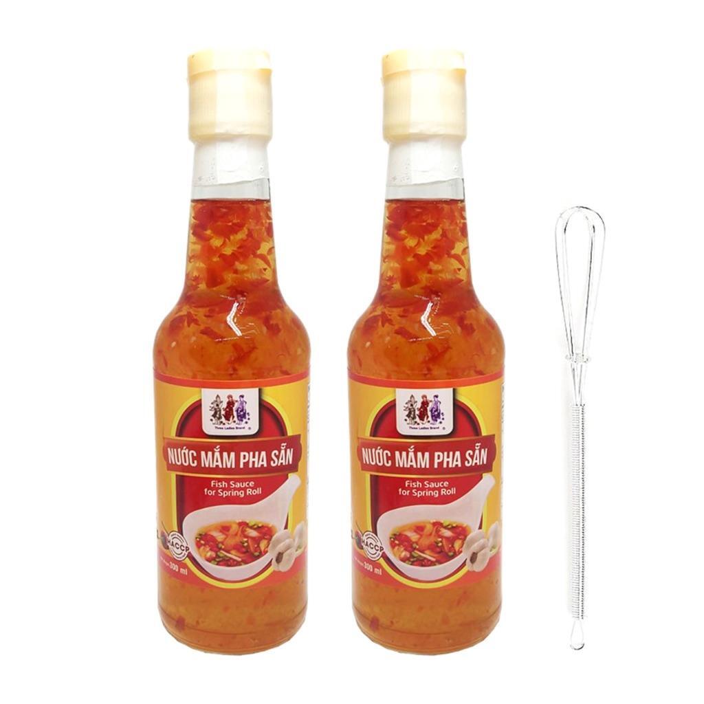 Three Ladies Vietnamese Fish Sauce Nuoc Mam Spring Roll 300 ml X 2 & Mini Whisk