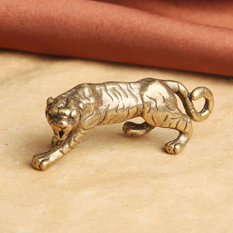Solid Brass Tiger Figurine Statue Animal Figurines Toys House Desktop Decoration