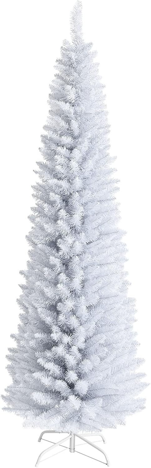 7FT Pencil Christmas Tree, Artificial Slim White Christmas Tree with 436 PVC... 7FT Pencil Christmas Tree, Artificial Slim White Christmas Tree with 436 PVC...