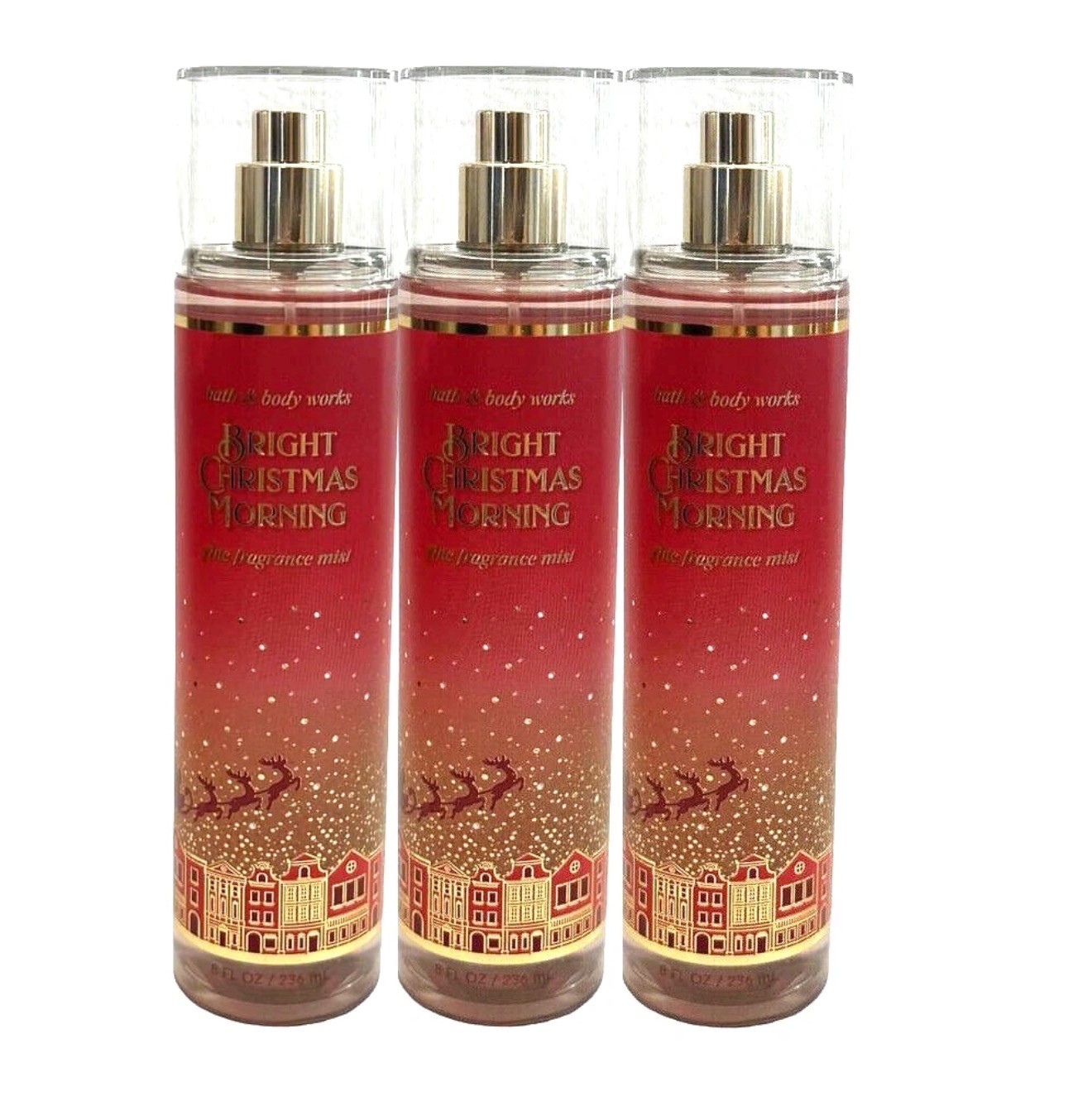 LOT 3X BBW Bath & Body Works BRIGHT CHRISTMAS MORNING Fine Fragrance Mist Spray LOT 3X BBW Bath & Body Works BRIGHT CHRISTMAS MORNING Fine Fragrance Mist Spray