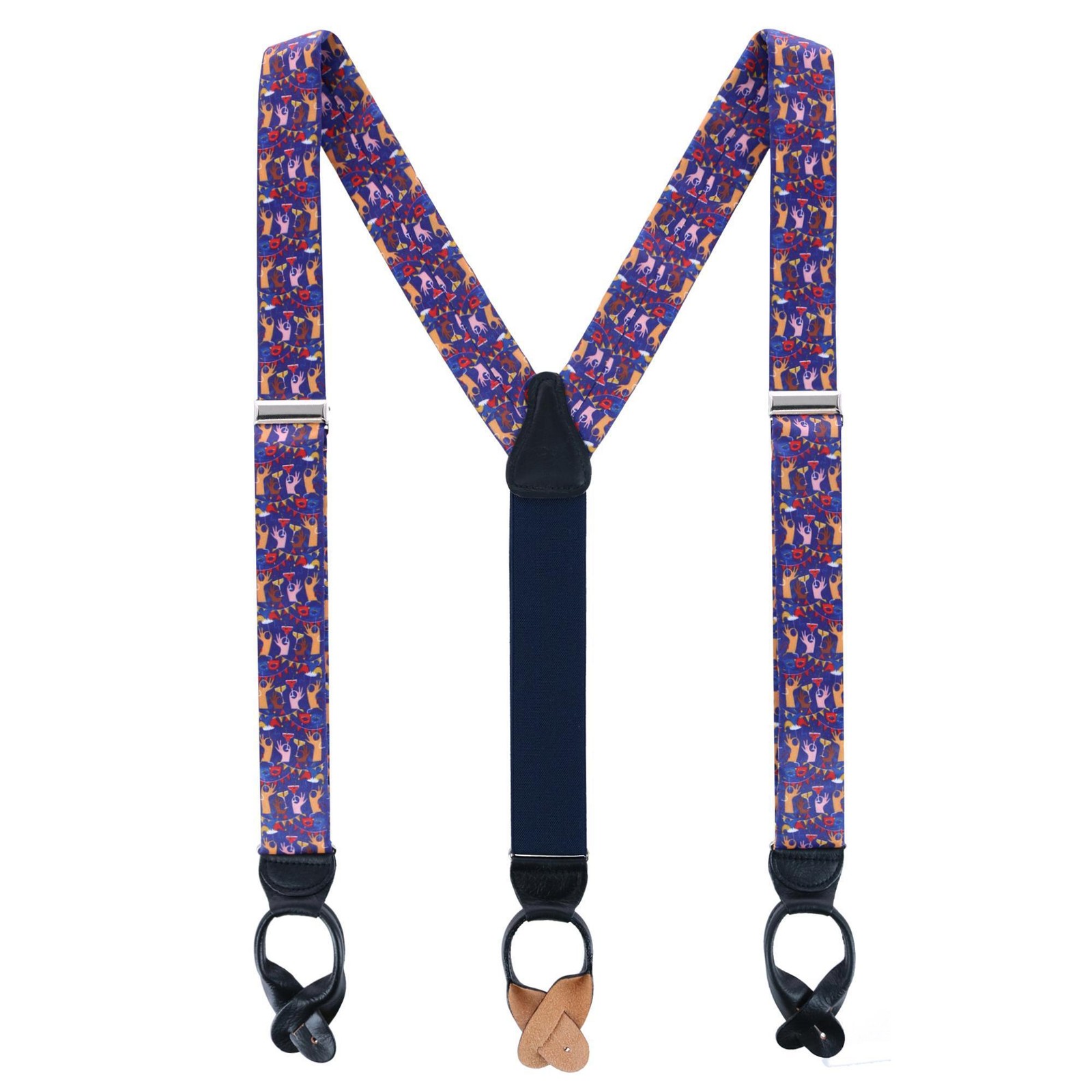 Trafalgar Men\'s Toast The Night Away Silk Button End Suspenders