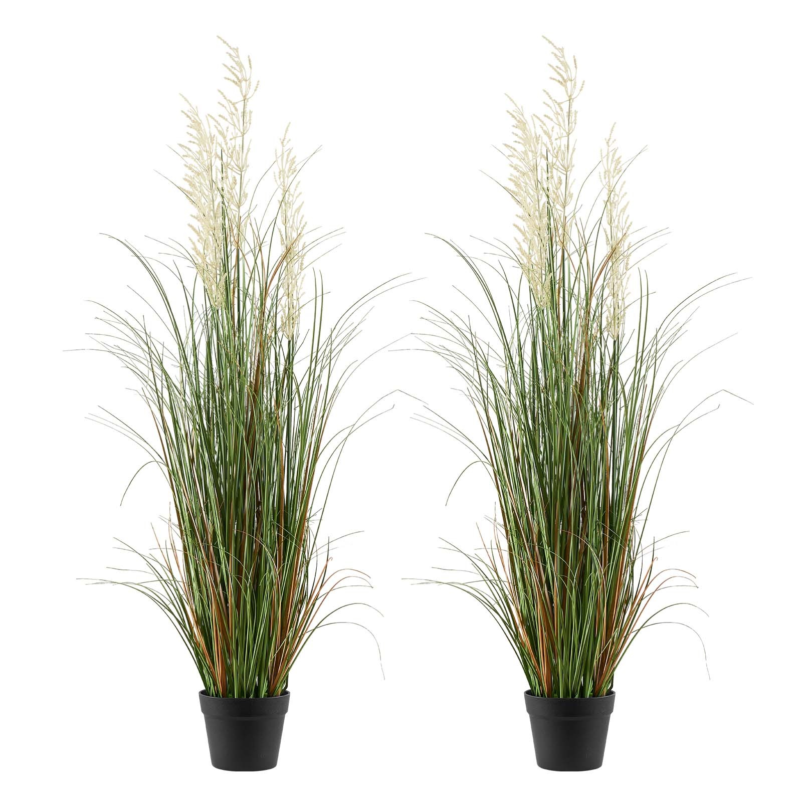 VEVOR Artificial Grass Plant 47 Inch Reed Flower Grass In Pot 2 Pack Green VEVOR Artificial Grass Plant 47 Inch Reed Flower Grass In Pot 2 Pack Green