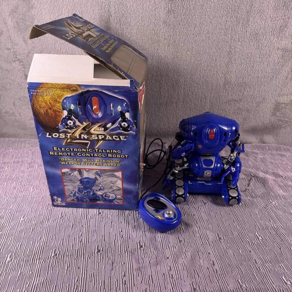 Vintage Lost In Space Toy Island Blue Electronic Talking Remote Control Robot