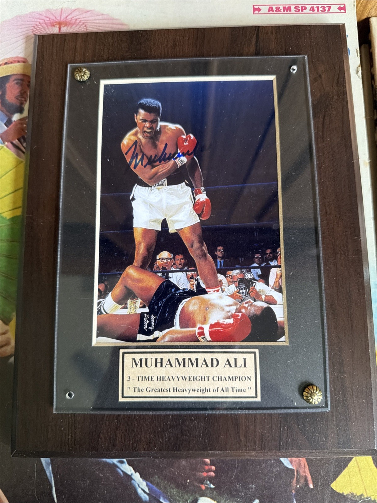 Muhammad Ali Autographed Mounted  3.5 X 6.5 Standing Over Sonny Liston 1965