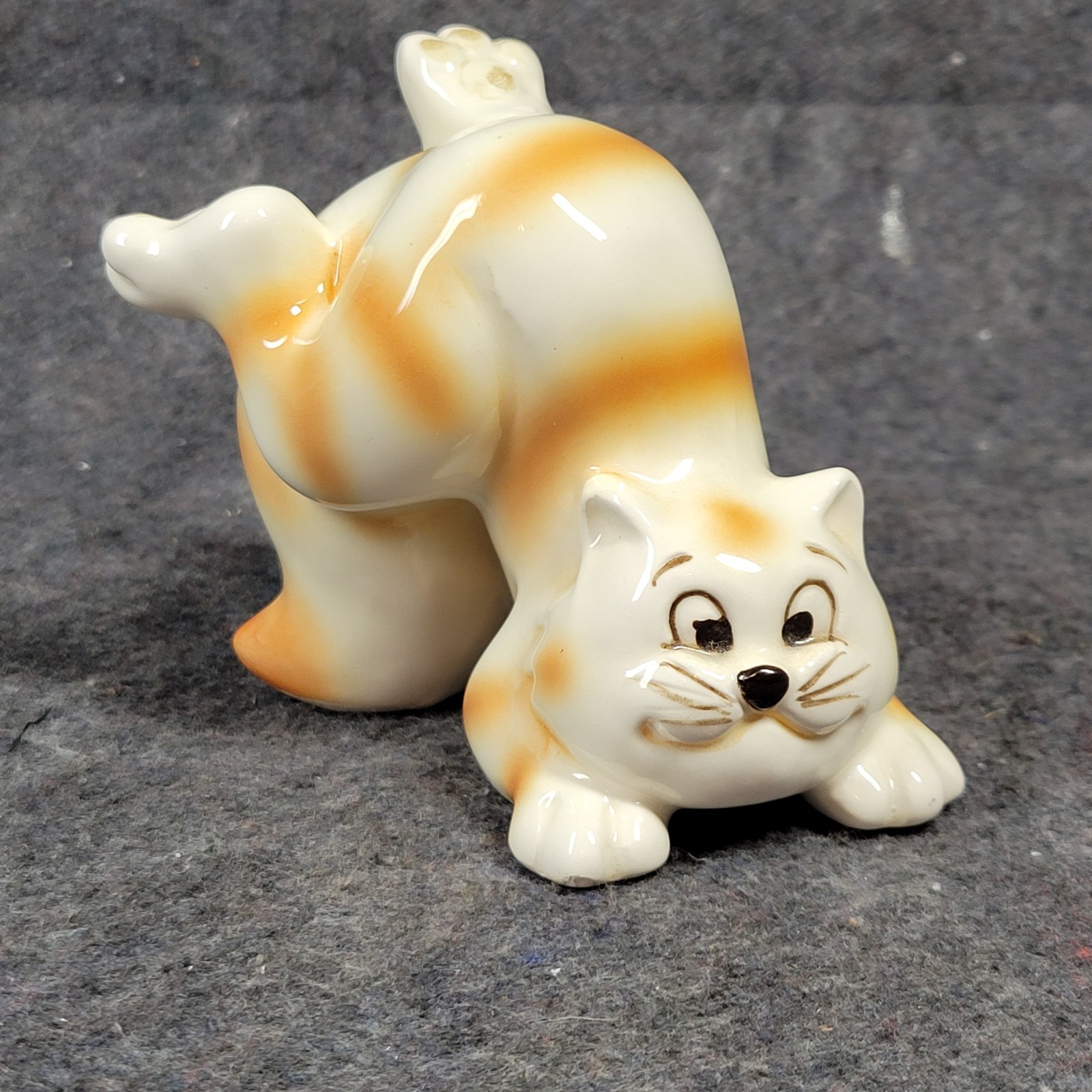Vintage Ceramic Cat Figurine Whimsical Playful Orange Striped Funny Cat Vintage Ceramic Cat Figurine Whimsical Playful Orange Striped Funny Cat