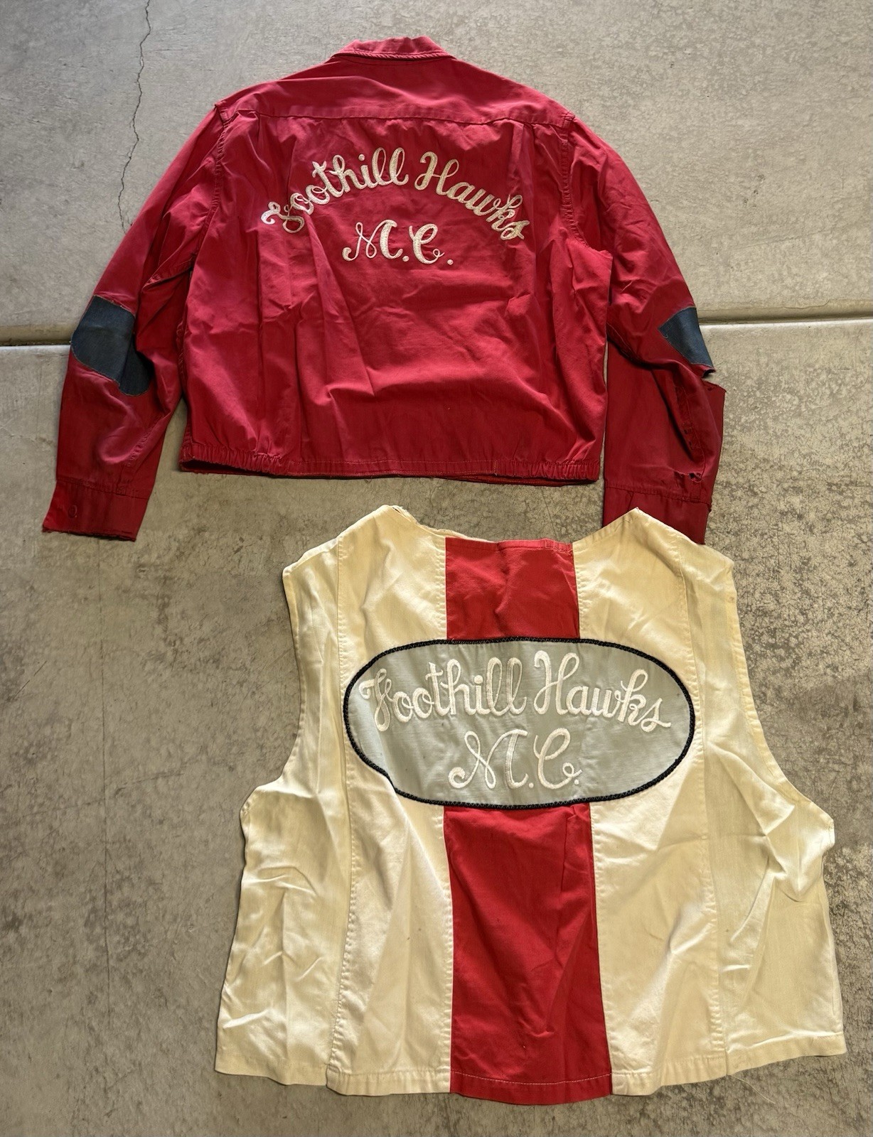 True Vintage 50’s Chain Stitch Foothill Hawks Motorcycle Club Jacket/Vest Bundle