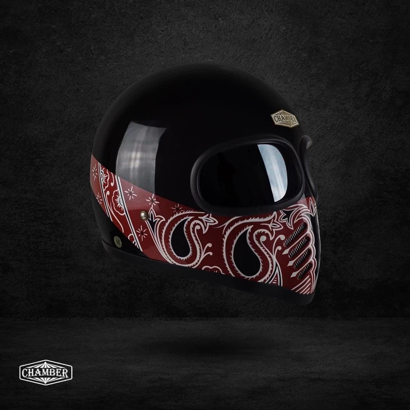 NEW CUSTOM VINTAGE HELMET MOTORCYCLE XF-GP BANDANA RED BOBBER CHOPPER MOTORCYCLE