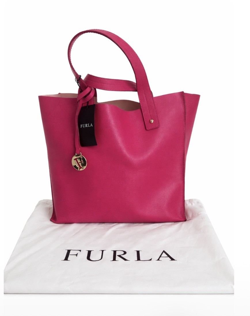 Furla Medium Sally Tote Hot Pink Leather NWOT