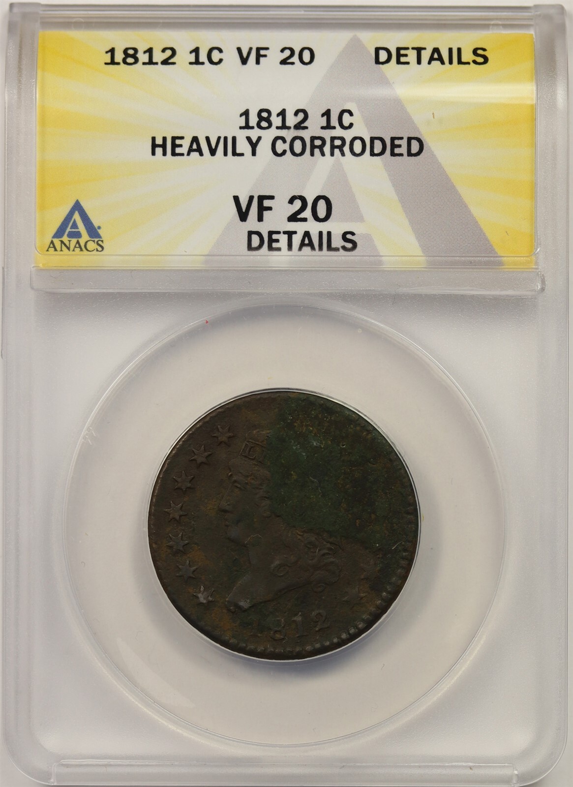 1812 1C ANACS VF 20 Details Classic Head Large Cent 1812 1C ANACS VF 20 Details Classic Head Large Cent