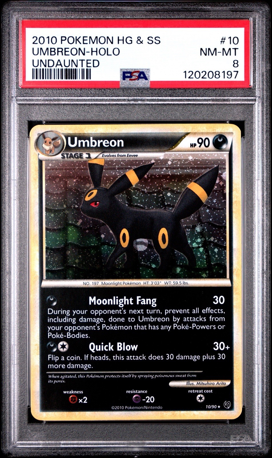 2010 POKEMON HEARTGOLD & SOULSILVER UNDAUNTED #10 UMBREON-REVERSE FOIL PSA 8 2010 POKEMON HEARTGOLD & SOULSILVER UNDAUNTED #10 UMBREON-REVERSE FOIL PSA 8