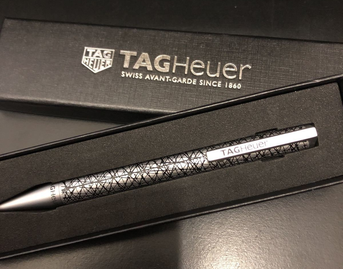 [New wz/Box] TAG Heuer Novelty Silver Stainless Twisted Ballpoint Pen