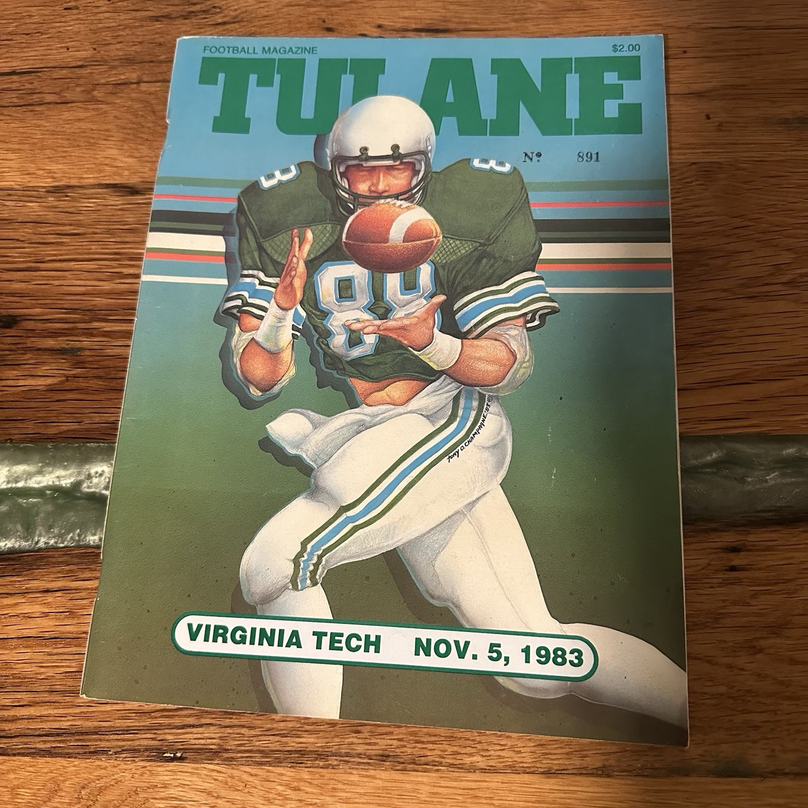 Vintage 1983 Tulane Virginia Tech Football Program Illustrated Cover Louisiana