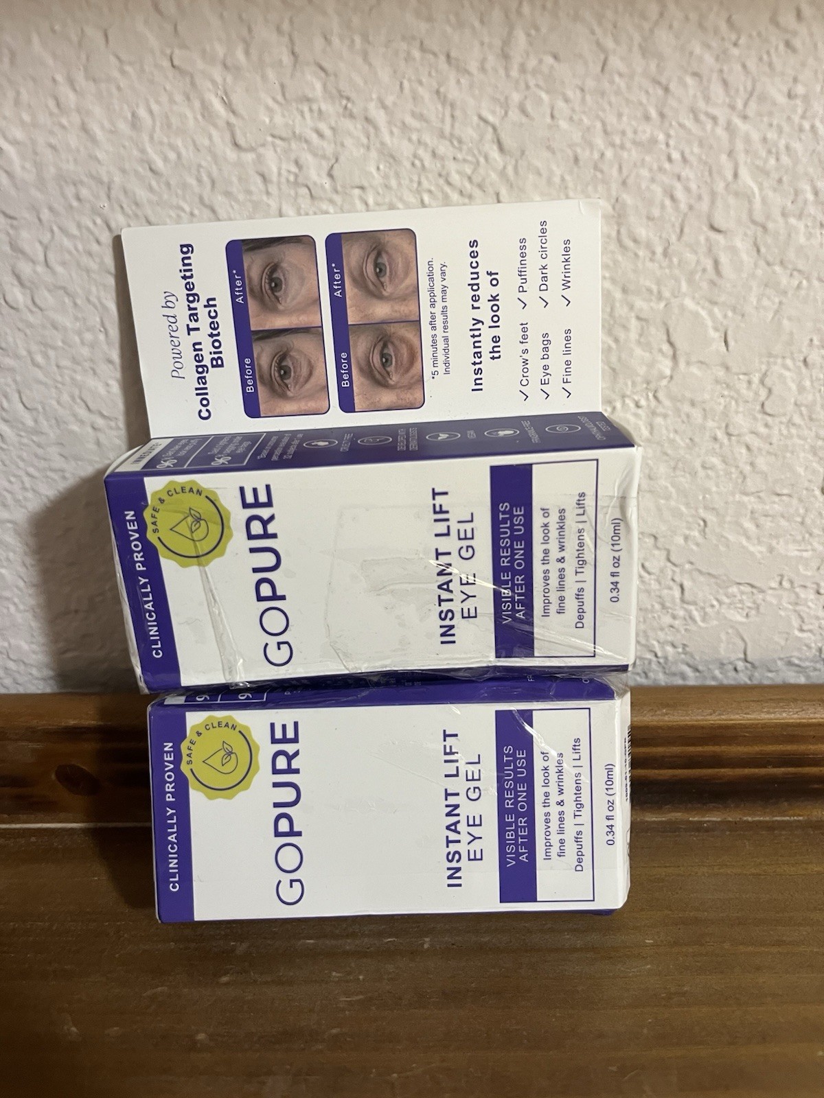 Lot Of 2 GOPURE Instant Lift Eye Gel 0.34 fl oz / 10ml - Exp 04/2029