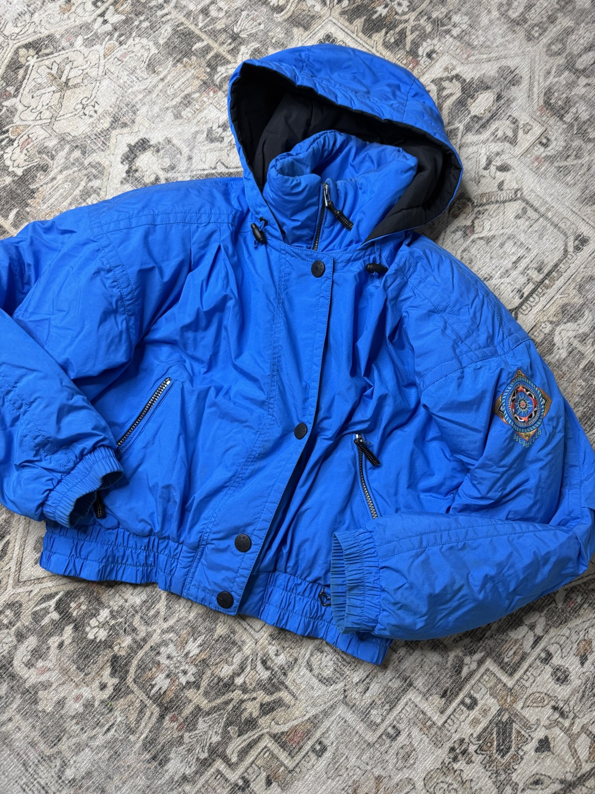 Vintage Obermeyer Seduced Ski Jacket Hooded Insulated Blue Embroidered Womens 10