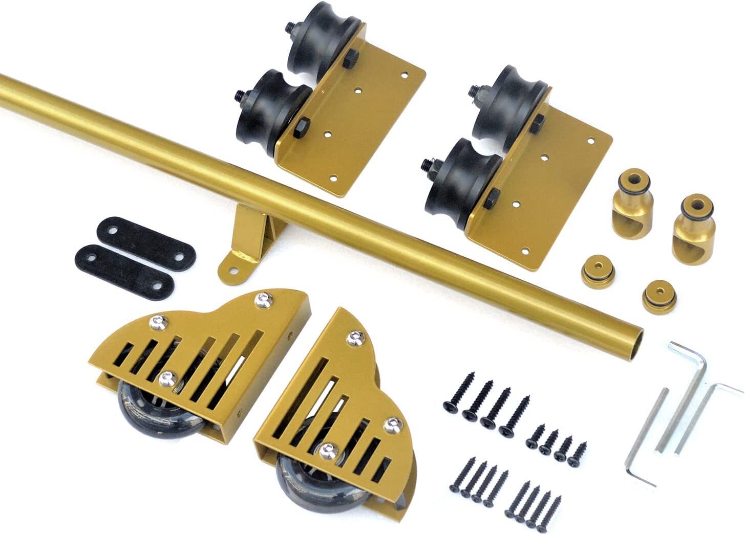 DIYHD Golden Surface Round Tube Sliding Library Hardware(No Ladder)