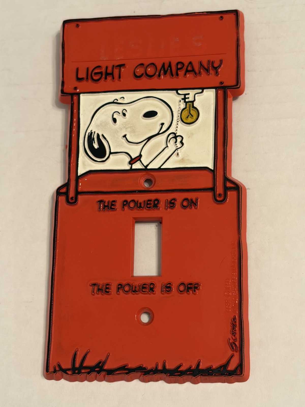 Vtg Peanuts Snoopy  Light Switch Cover Can Be Personalized Original Screws READ