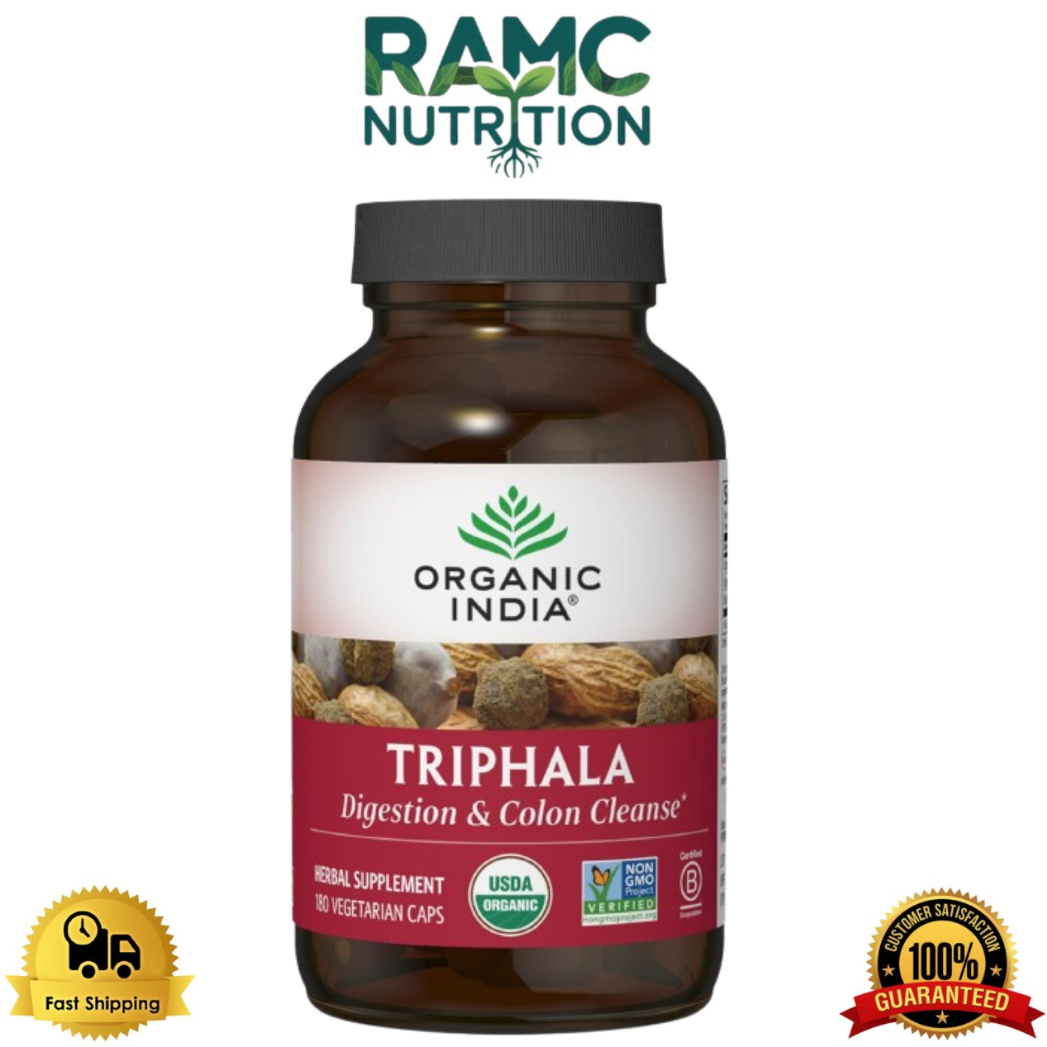ORGANIC INDIA Triphala Capsules Organic - USDA Certified Organic - 180 Capsules