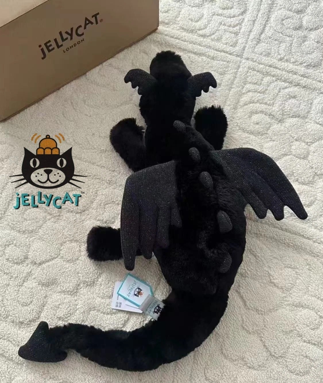 Jellycat Onyx Dragon Plush – Black - RETIRED RARE 50cm - NEW WITH TAGS Gifts.