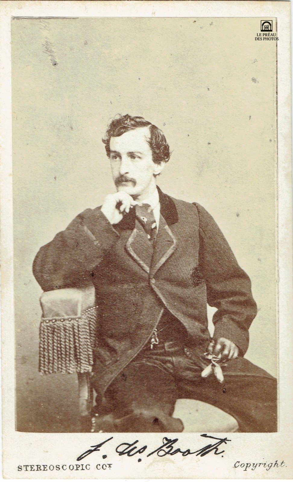 CDV Ca 1865 John Wilkes Booth acteur de théâtre américain assassin Pdt Lincoln