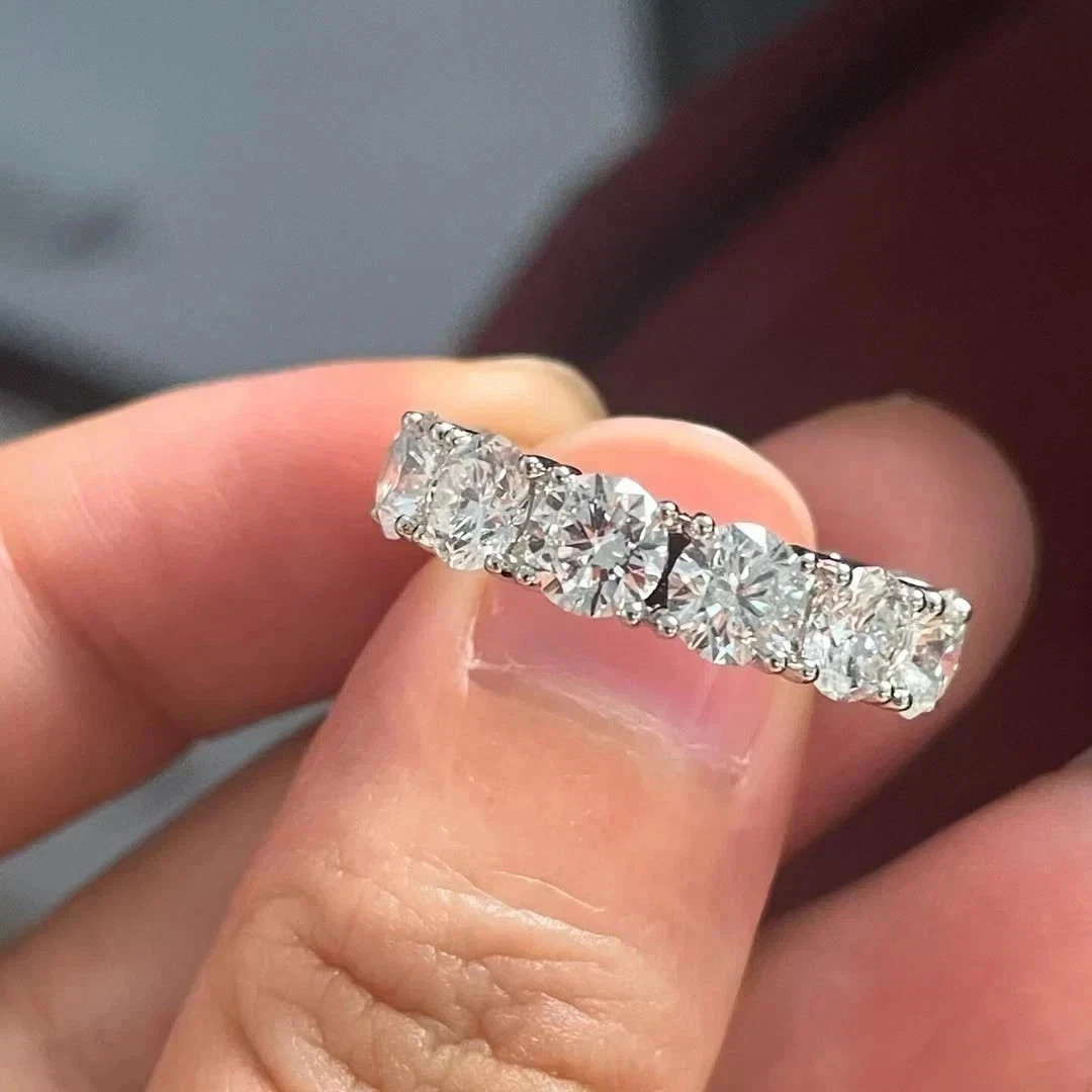 Luxurious 4Ct Round Cut Lab Grown Diamond Wedding Band Solid 14K White Gold