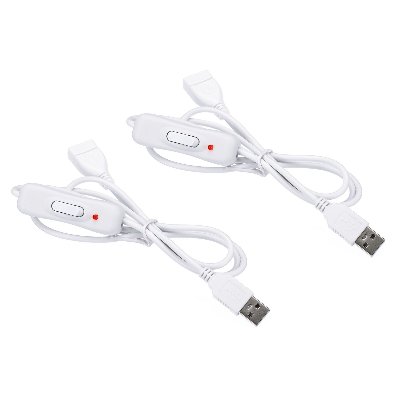 2pcs USB extension cable with on/off switch extension cords with LED white #fv