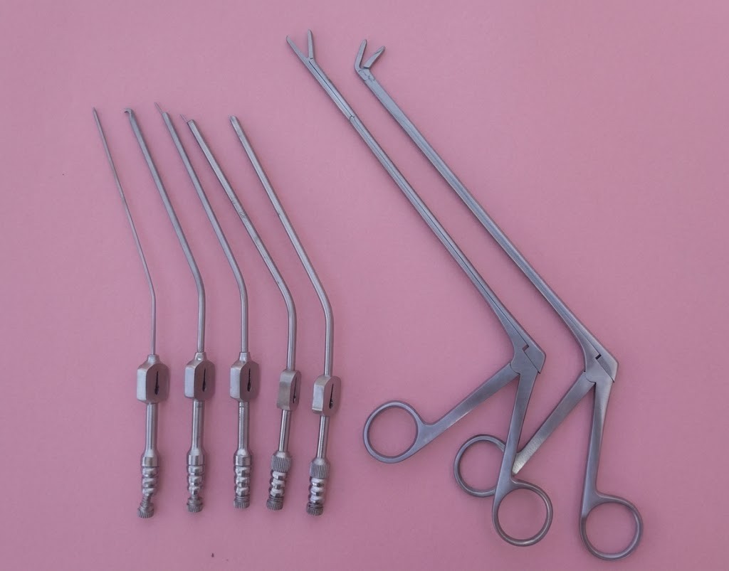 Spine Cushing Pituitary Rongeur & Teardrop Fukushima Suction Tube Fess Nasal ENT
