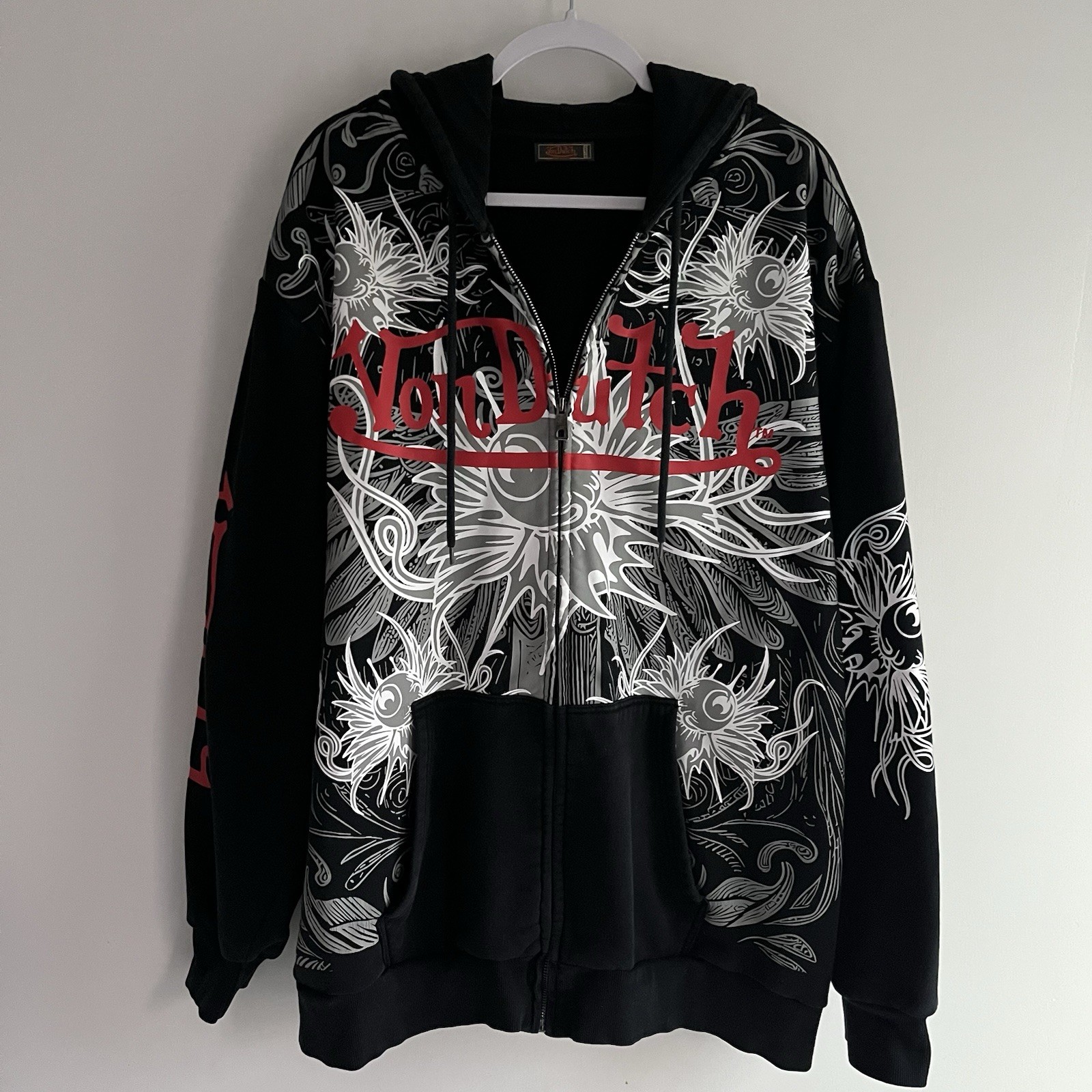 Von Dutch Men’s 3XL Big & Tall Black Full Zip Hooded Logo Graphic Hoodie Von Dutch Men’s 3XL Big & Tall Black Full Zip Hooded Logo Graphic Hoodie