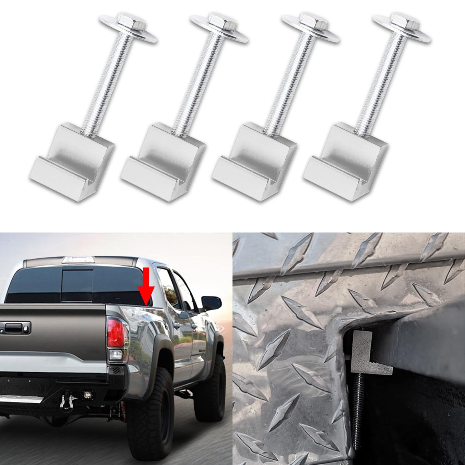 4PCS Truck Tool Box Mounting Kit, J Hook Crossover Boxes Silver