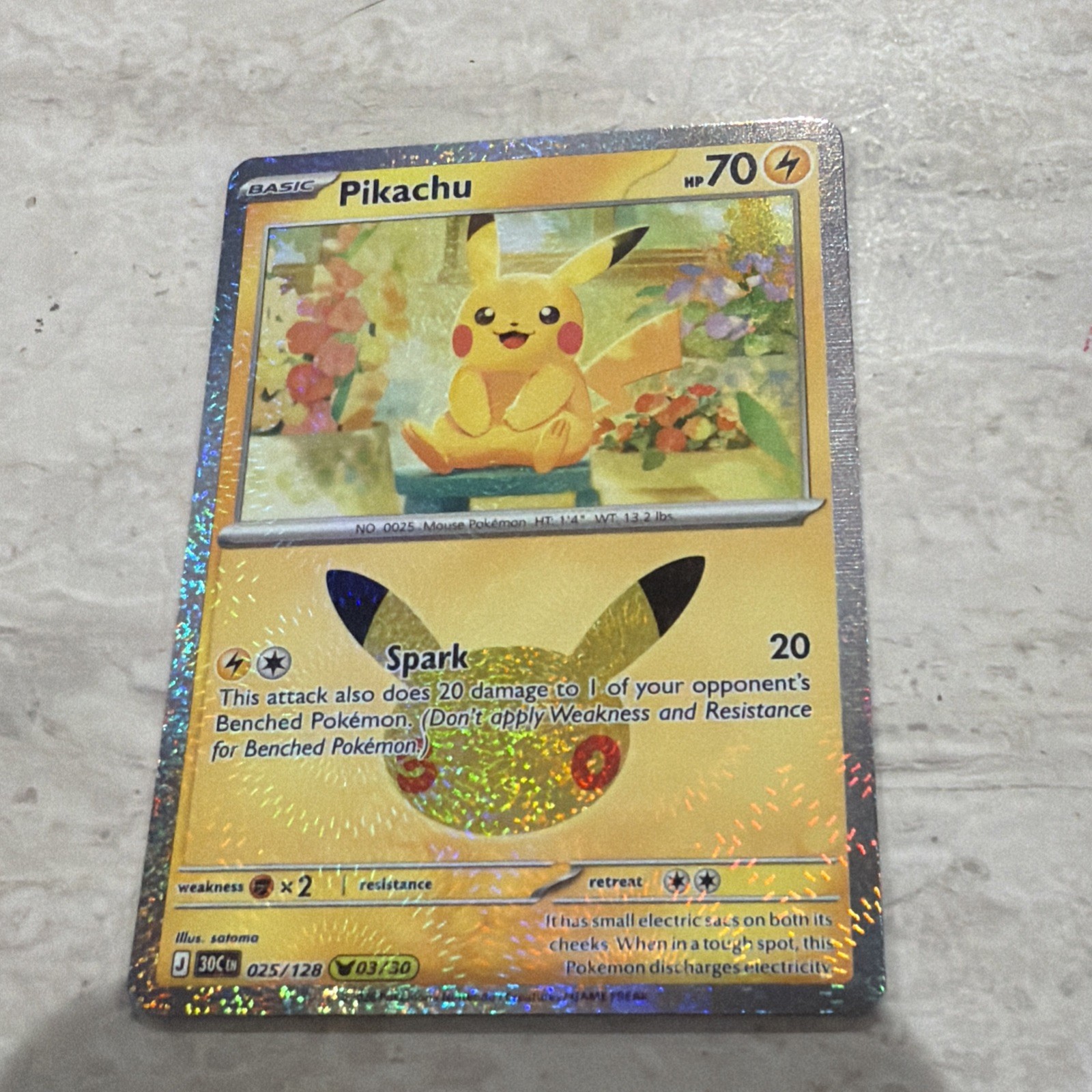 Pikachu - 25/128 30th Celebration 03/30 Holo NM Pokemon TCG