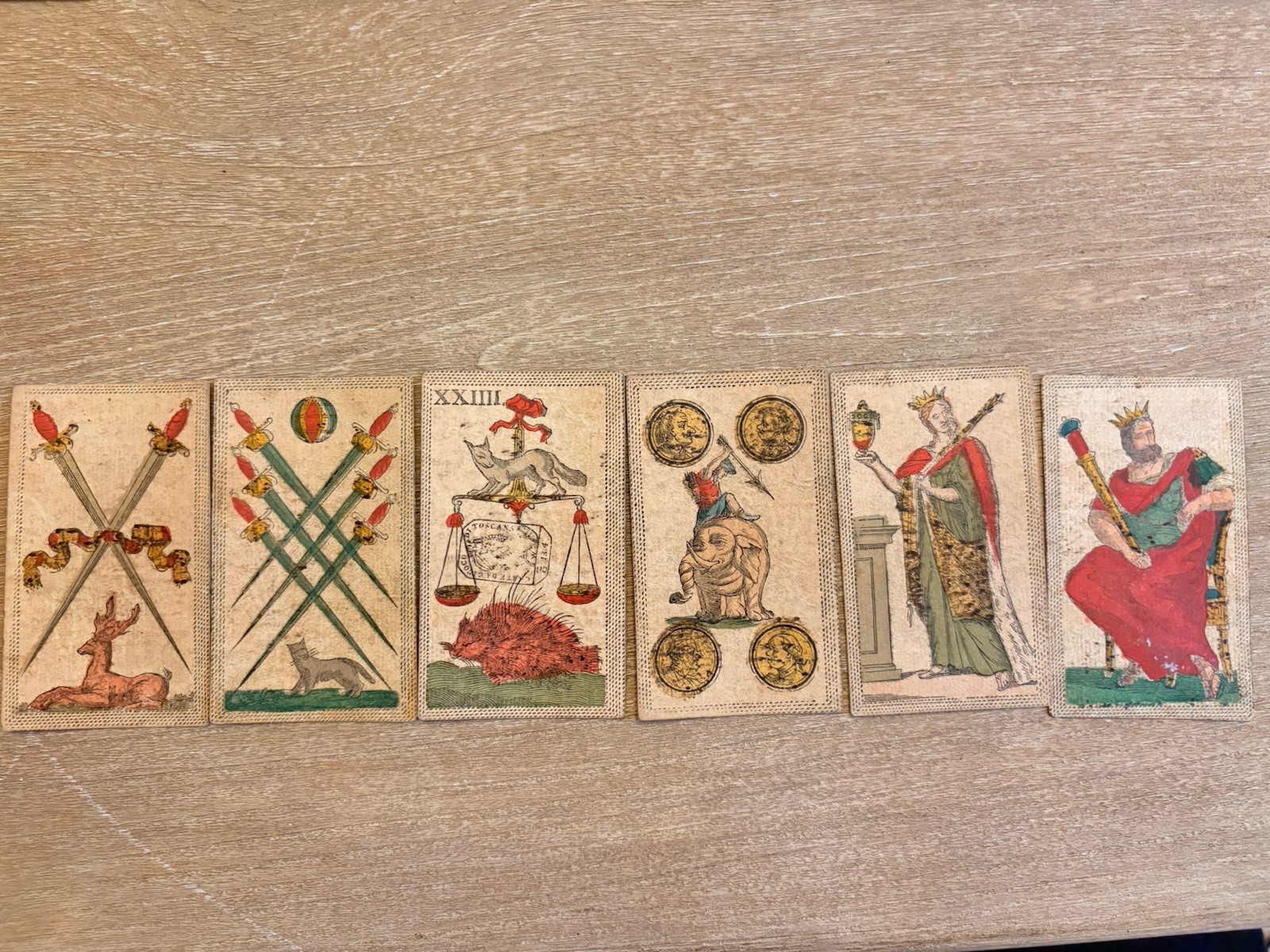 Antique c1830 Florentine Minchiate Tarot Cards Tuscany Tax Stamp XXIIII Antique c1830 Florentine Minchiate Tarot Cards Tuscany Tax Stamp XXIIII